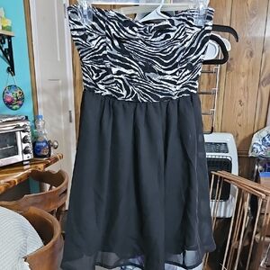 Zebra Print Strapless Dress